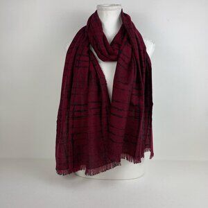 John Varvatos Oversized Cashmere Scarf - Luxurious Red & Black Plaid Elegance